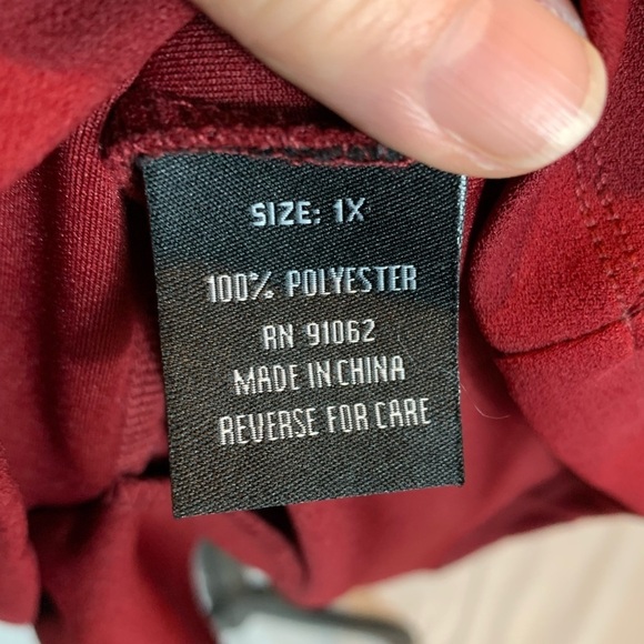 Standards Practice Stella Brick Red Crepe Knit 3/4 Balloon Sleeve Midi Dress- 1X - Picture 8 of 12